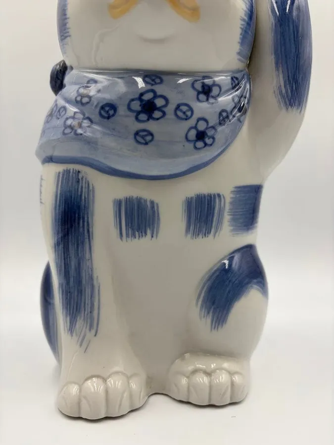 招き猫 九谷焼 青絵 陶器 置物の買取実績写真3
